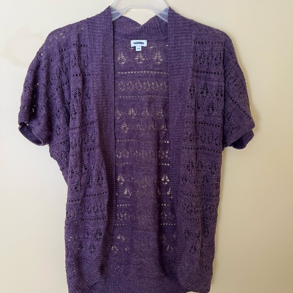 Purple Open-Knit, Open Cardigan